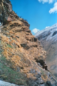 Negotiating the rocky broken terrains of the Garhwal Himalayas.